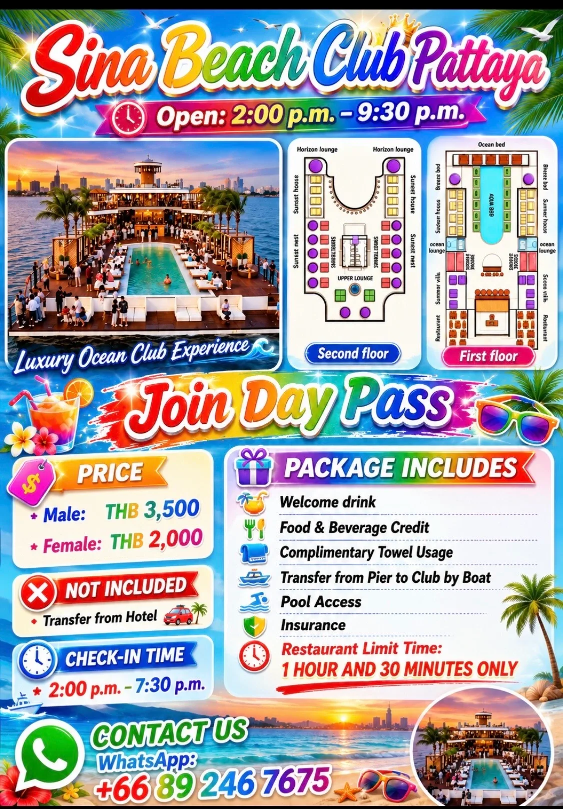 ซีน่า บีชคลับ พัทยา — Day Pass